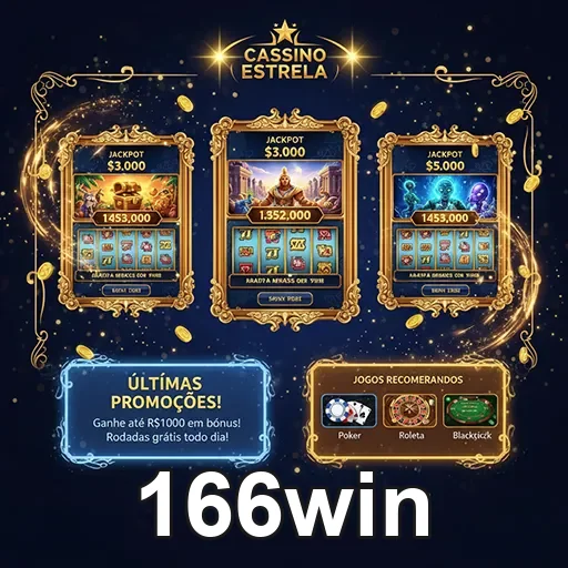 Imagem do site 166win apresentando opções de apostas e promoções na tela inicial.